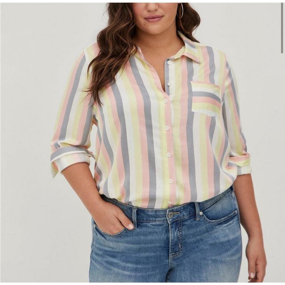 Torrid Pastel Multicolored Striped Blouse Size 3